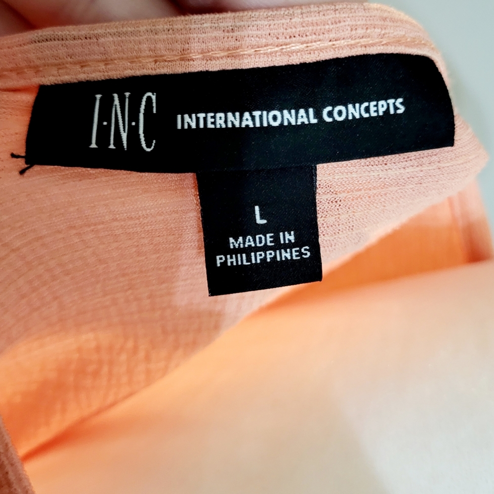 NWT INC cold shoulder, long sleeve, lightweight coral color blouse. Sz Lg - Picture 14 of 16